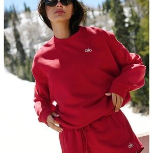 ALO Yoga Bold Red Crew Neck Sweater